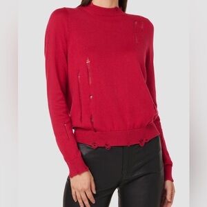 Hudson Red Distressed Twist Back Cashmere Blend Sweater XS